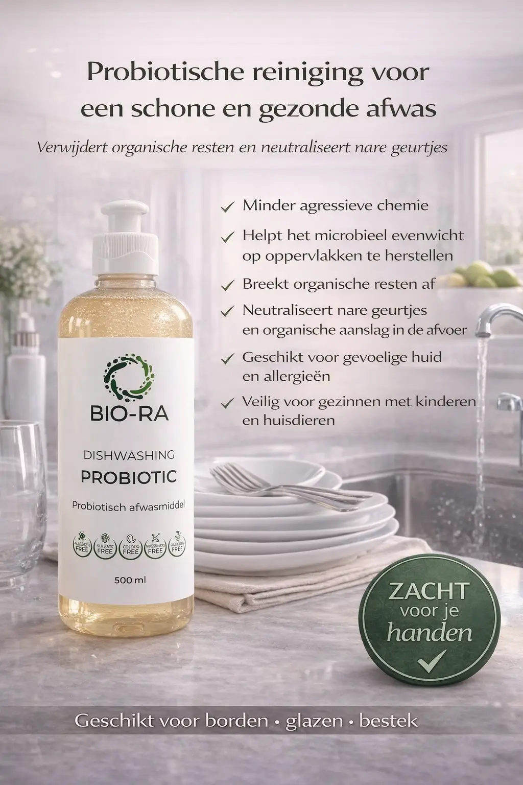 BIO-RA Dishwashing Probiotic – Probiotisch Afwasmiddel 500ml - Afbeelding 2