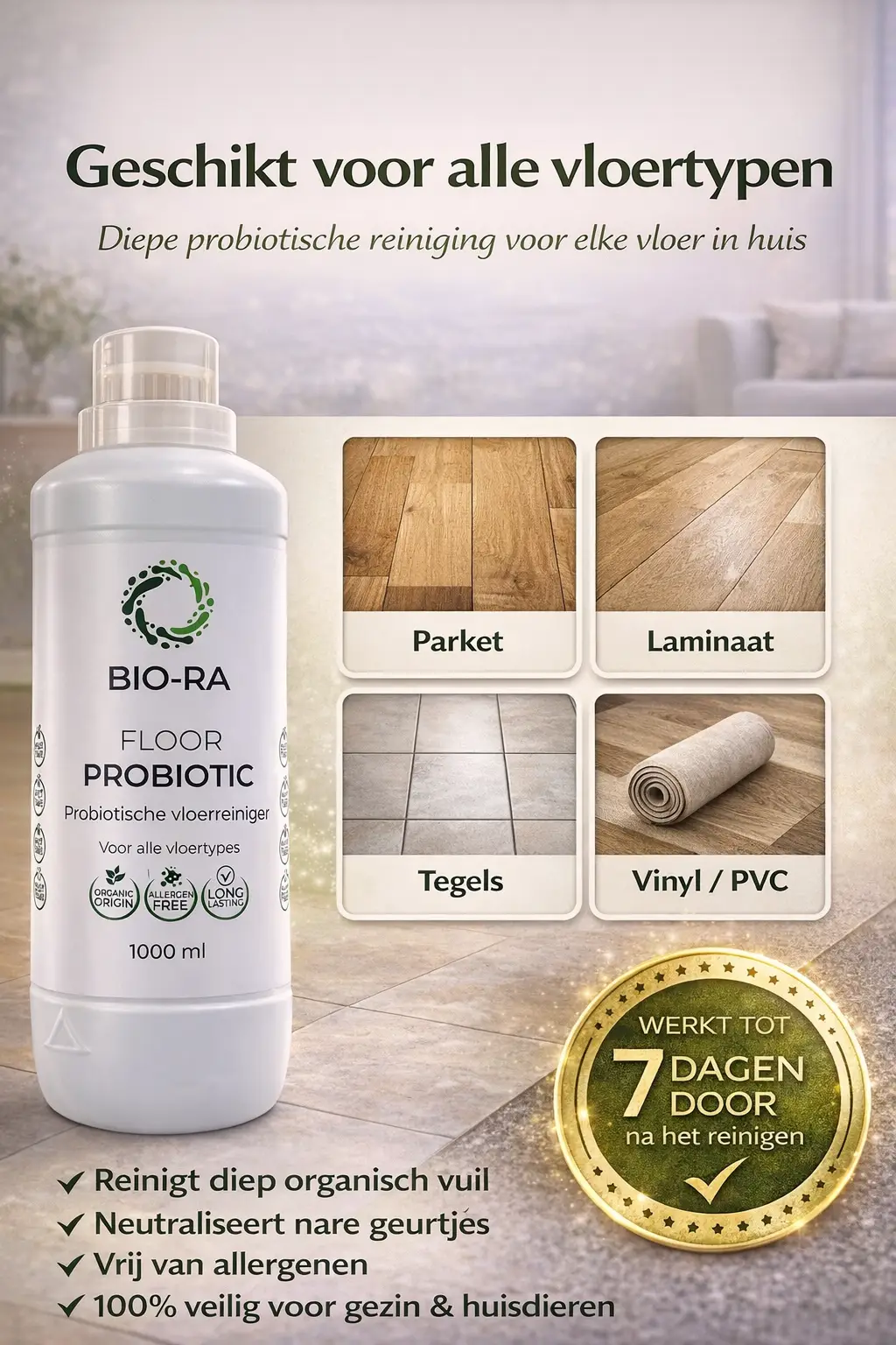 BIO-RA Floor Probiotic – Probiotische Vloerreiniger 1000ml - Afbeelding 3